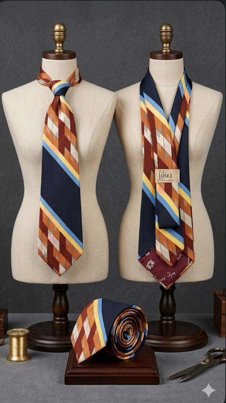 Vintage Prince Igor by Libin's Kalamazoo Geometric Striped Necktie